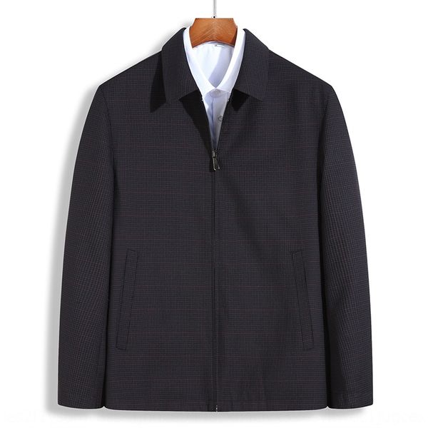 

middle-aged and elderly dad wear men's autumn casual plus plus size men's lapel plaid jacket jacket for men, Black;brown