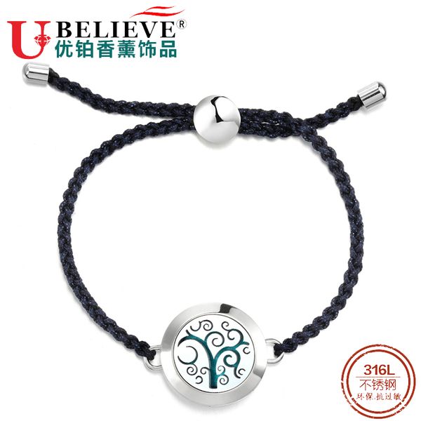

fashion bracelets 316l stainless steel bangles woman bracelet charm rope tree of life bracelet couple gift, Black