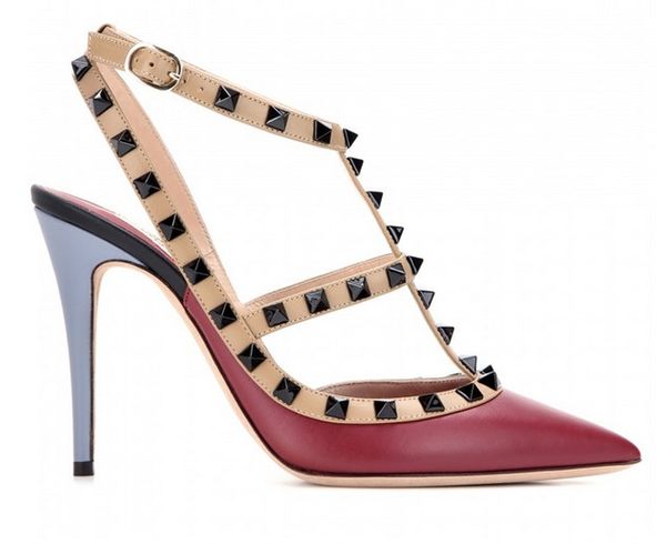 

tailor made* u565 34/40 tailor made genuine leather rivet 10cm heels v pumps sandals fashion shoes, Black