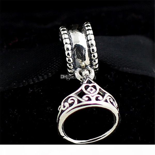 

o high -quality 100 %925 sterling silver ariel tiara dangle bead fits european pandora jewelry bracelets necklaces &pendants, Black