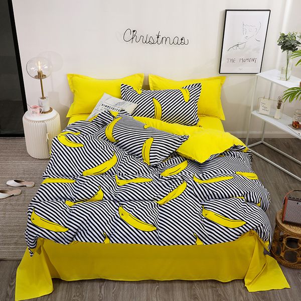 

bedding set fruit banana avocado strawberry pattern king  5 size bed sheet & pillowcase & bedroom quilt duvet cover set