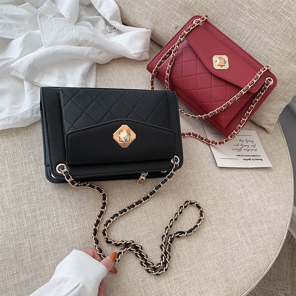 

chain pu leather crossbody bags for women 2020 fall solid color small shoulder messenger bag female elegant handbags and purses