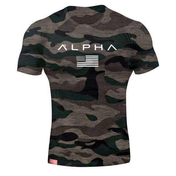 

men alpha summer cotton short sleeve t shirt gyms fitness bodybuilding t-shirts new brand tee fashion casual print clothes, White;black