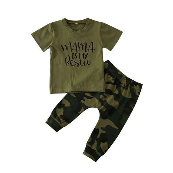 

2pcs малыш мальчика летняя одежда набор с коротким рукавом камуфляж одежда t-shirt топы + брюки нижнее 0-3years, White