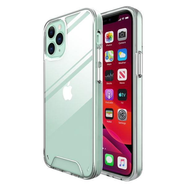 

shockproof transparent phone case clear tpu hard back cover with opp bag for iphone 12 proro 11 xr xs x 6 7 8 plus