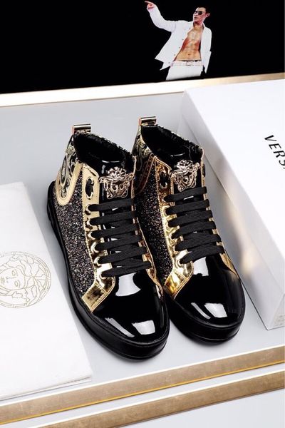 

2020w limited edition medusa printed high-casual sports boots, fashionable wild men's shoes, size: 38-45, Black