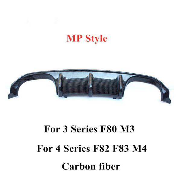 MP estilo de fibra de carbono kits de corpo do corpo lábio traseiro para B-M-W 3 4 Série F80 M3 F82 F83 M4 Auto Difusor