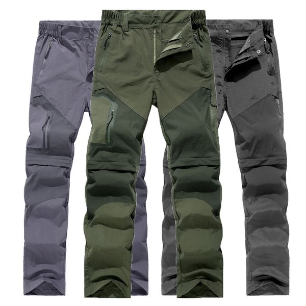 

outdoor pants quick dry men summer season spring autumn camp hike fish climb cycle sport detachable pant trousers euro size, Black;green