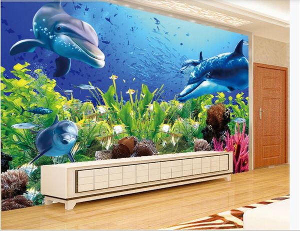 wallpapers Foto feita sob encomenda para paredes murais papel de parede 3D subaquática de peixes de aquário mundo vivem papéis de parede sala de mural de TV fundo
