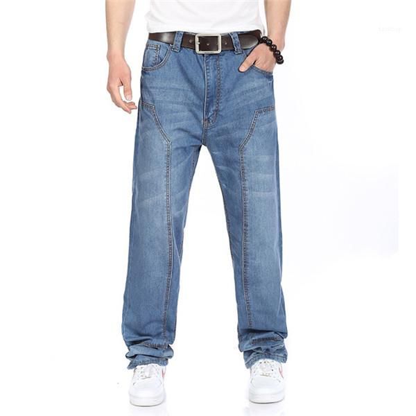 

hop loose wide leg pants long trousers teenagers streetwear plus size men desigenr jeans fashion hip, Blue