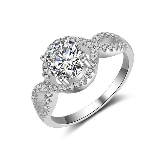

us size beautiful women wedding ring 925 silver with cz diamond rings engagement gift for girls, Slivery;golden