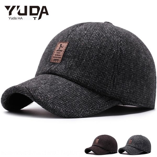 

fkgys middle-aged and elderly men' seasonal cotton hat warm ear protection woolen warm baseball cap hat outdoor fashion sports basebal, Blue;gray