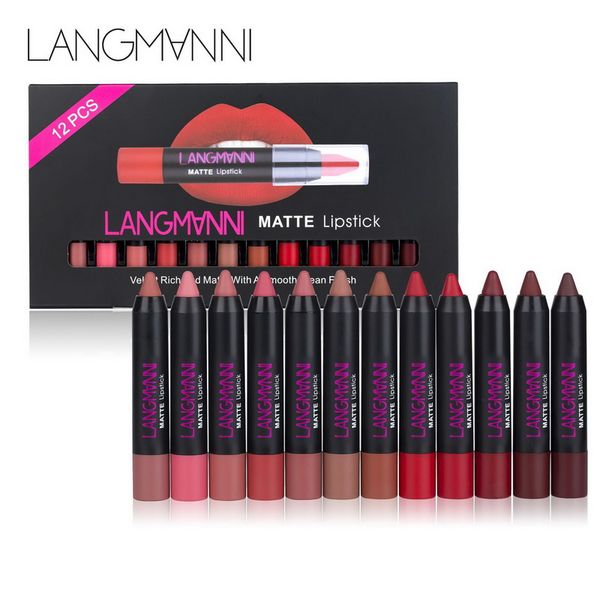 

langmanni matte lipstick set velvet с гладким чистовой отделкой crayon продолжительного макияжа косметики красоты губной помадой set