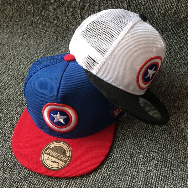 

hat new men's and women's net hat super league captain america five-pointed star children's sunshade baseball star baseball c, Blue;gray