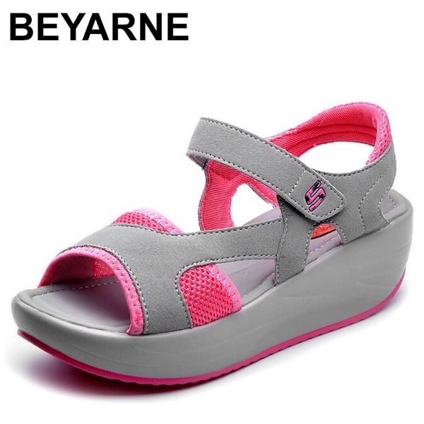 

beyarnessummer fish mouse swing casual mesh breathable sandals ladies trainers wedges chaussure femme shoes for women zapatos mu, Black