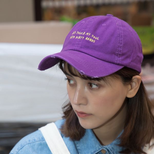 

o6ilo [don't touch my soul with dirty hands] personality comrade xia purple hole letter soft baseball cap baseball cap men and women fa, Blue;gray