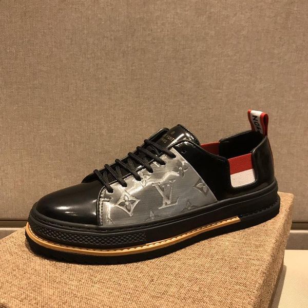 

2020y luxury design leather printed rubber sole sneakers fashion wild mens casual shoes mens banquet shoes size: 38-451, Black