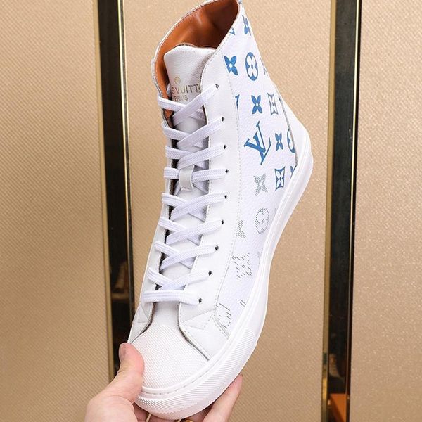 

tattoo sneaker boot mens shoes new arrival comfortable sports shoes fashion high lace -up soft men shoes zapatillas hombre, Black