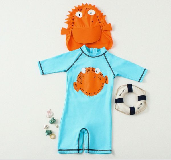 

красивый подводный детский цельный плавать купальник младенца мальчика пляж вс доказательство серфинг костюм стиль рыбы фугу, Black;red