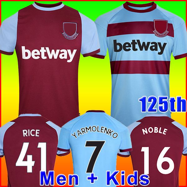 

20 21 west soccer jersey ham 2020 2021 united noble jerseys anderson rice noble football shirts men + kids kit 125 years 125th anniversary, Black;yellow
