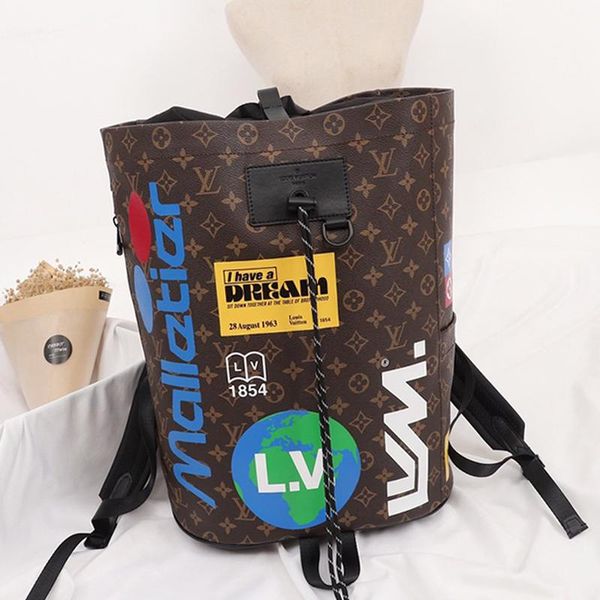 

vintage classic womens bag luxury designer backpacks women leather drawstring bucket bag large capacity casual travel rucksack