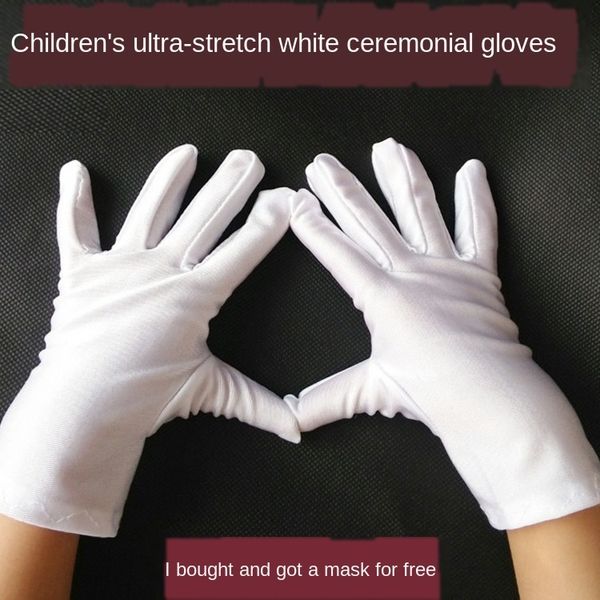 

children's white stretch thin kindergarten pupils performance flag-raising dance performance etiquette and gloves spandex gloves