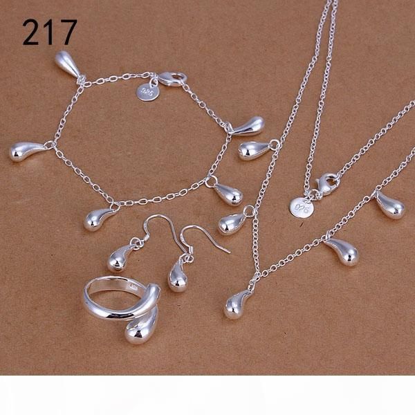 

g то же цена mix style женщин; s sterling посеребренные комплекты ювелирных изделий, венчания способа браслета 925 серебряное ожерелье серьг, Black