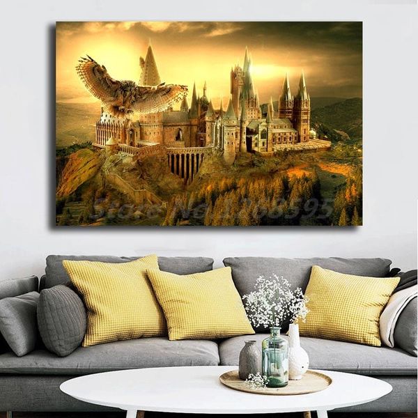 

Harries Hogwartses Owl School Poster Potteres Canvas Paintings on The Wall Art Picture Movie Posters for Living Room Decoration