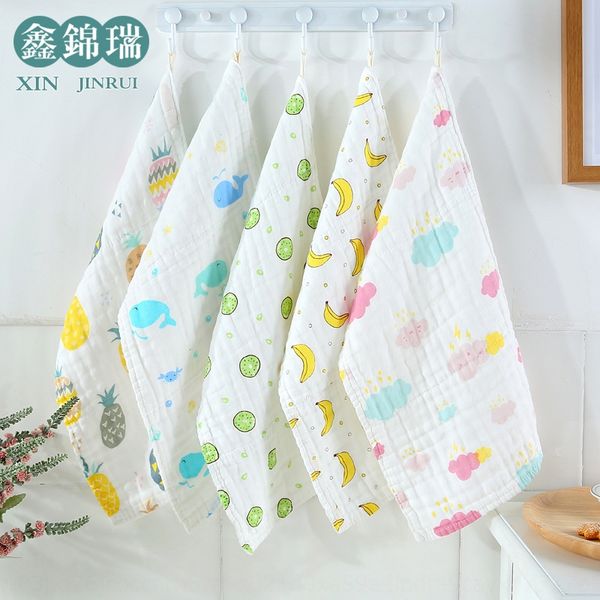 

six-layer high-density washed printed gauze baby feeding towel baby face towel towel