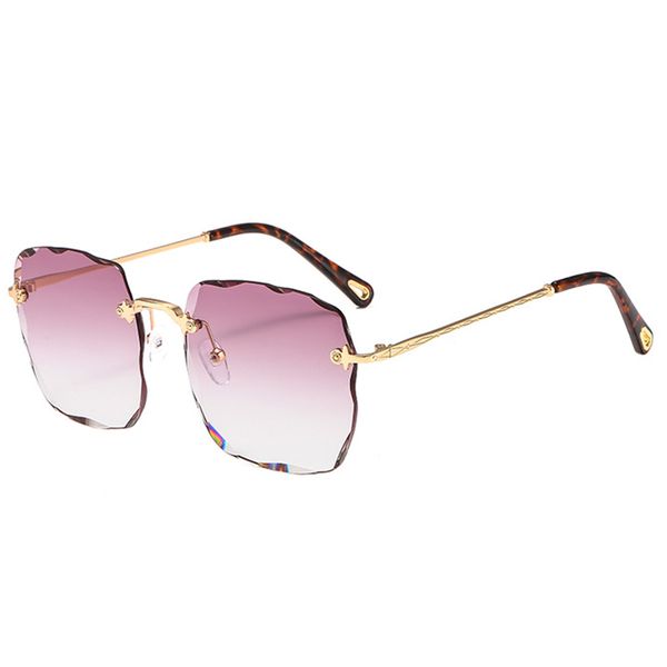 

2020 rimless square women sunglasses alloy frame ocean plastic material lenses 1615 uv400 protection eyewear, White;black