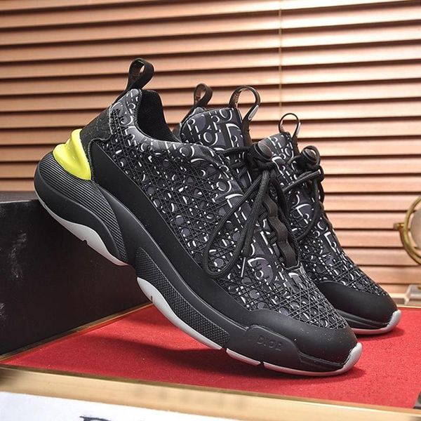 

fast delivery black oblique b24 sneaker with cannage motif mens shoes luxury lace -up low casual men shoes comfortable fashion sneakers