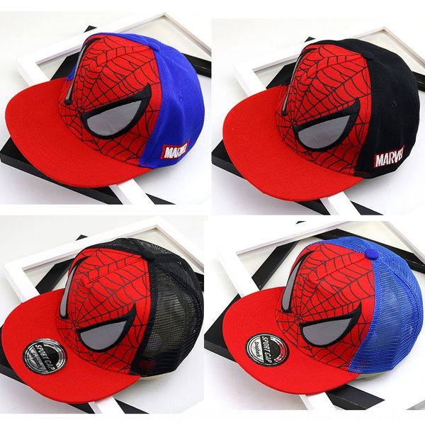 

k092 children's new cartoon spider-man hip-hop baseball cap net hat season sunshade baseball cap hip-hop hat, Blue;gray