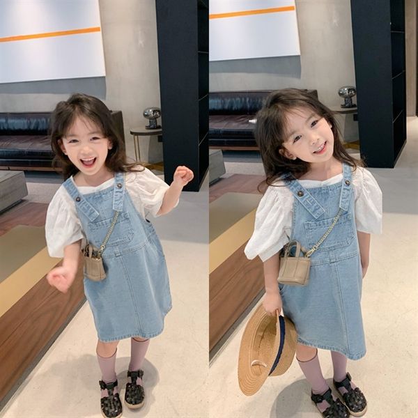 

grasshopper children's wear 2020 suspender summer girls korean style fashion denim suspender skirt korean style denim skirt, Blue