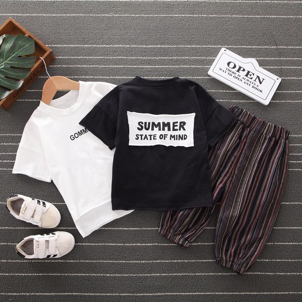 

cuw4p 2020 new t-shirt children's clothing children's handsome letter printing stitching round collar short-sleeved t-shirt versat