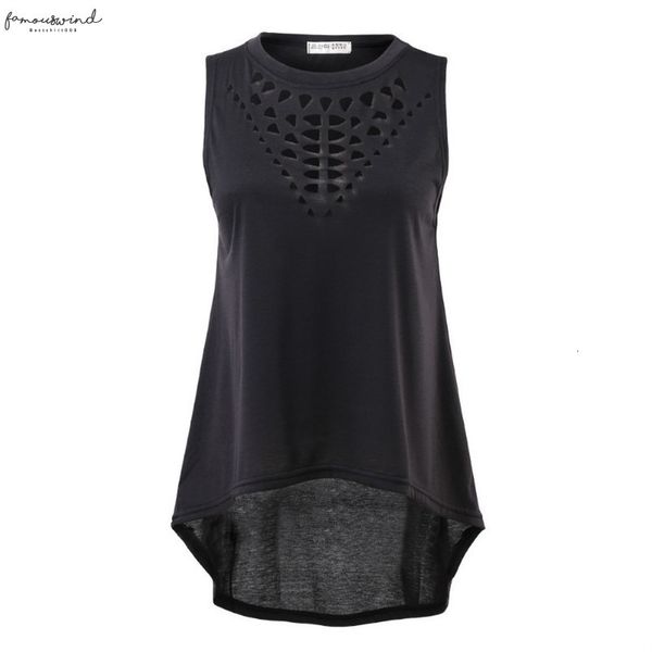 

new 2020 women black hollow out tank vest blusa casual loose shirt blouse crochet cheap, White