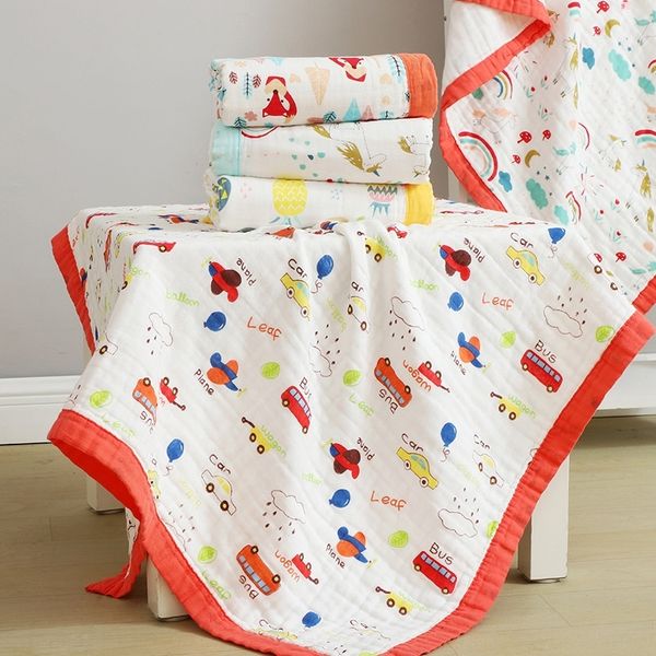 

9x79t high-density cotton wide-brimmed children's quilt six-layer air conditioning gauze cartoon printing soft children's four-sea