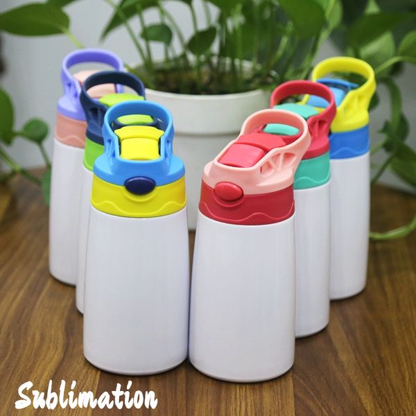 

diy sublimation 12oz white kid mug portable 350ml blank bouncing bottle with straw stainless steel double walled insulated vacuum water cups