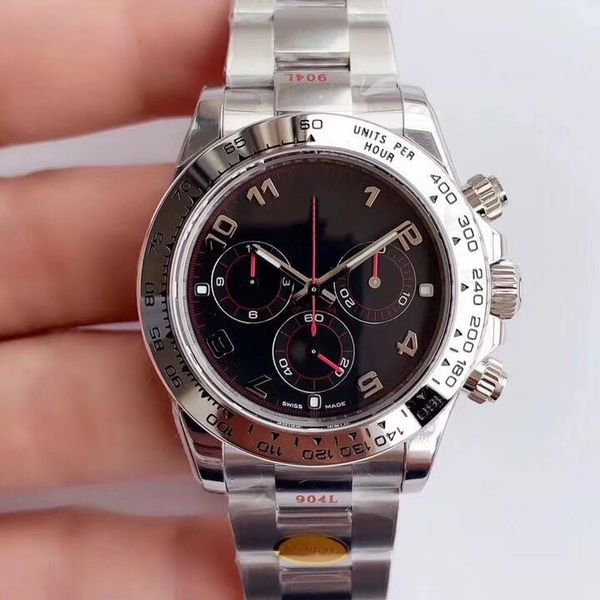 

new 2020functional timing 7750 size 40mm 904 l stainless steel scratch resistant blue crystal glass folding clasp outer ring speedometer s, Slivery;brown