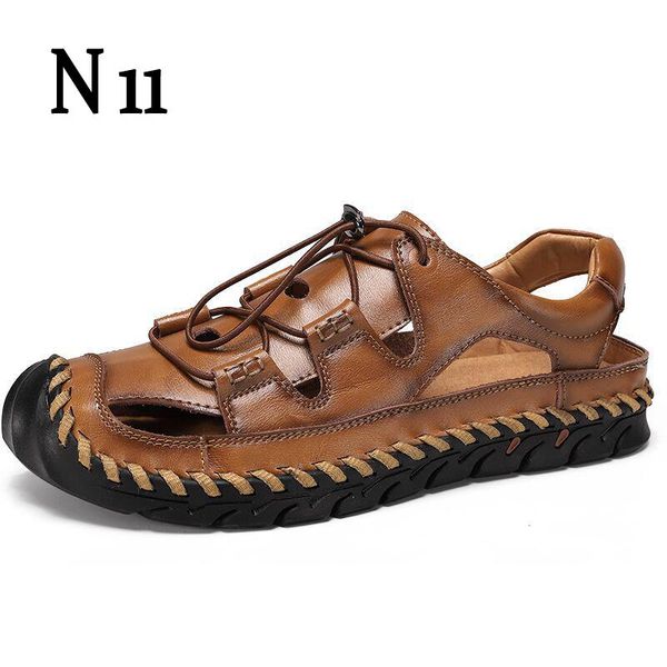

2020 new summer flip flop men breathable leather sandals man flats fashion casual beach men's shoes plus size 38-48, Black