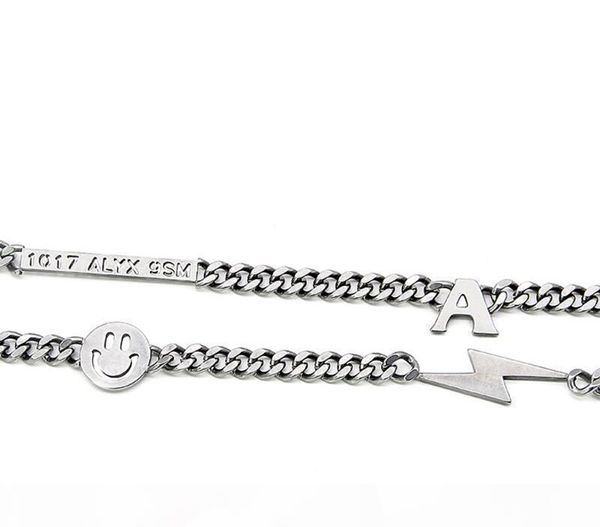 

e 19ss alyx necklace bracelet metal chain men women hip hop outdoor alyx street accessories smile necklace, Silver
