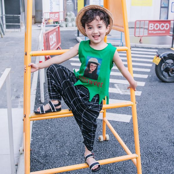 

wear boy's vest cotton children's vest children's clothing sleeveless boy's baby's korean style summer dress 2019 n, Blue