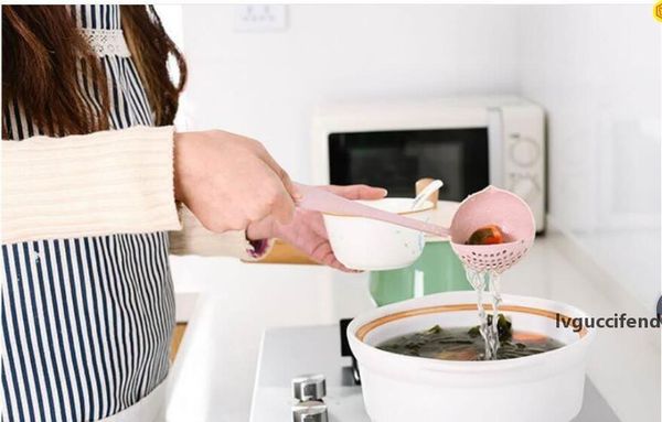 

2 in 1 long handle soup spoon home strainer plastic ladle strainer cooking colander kitchen scoop tableware tool