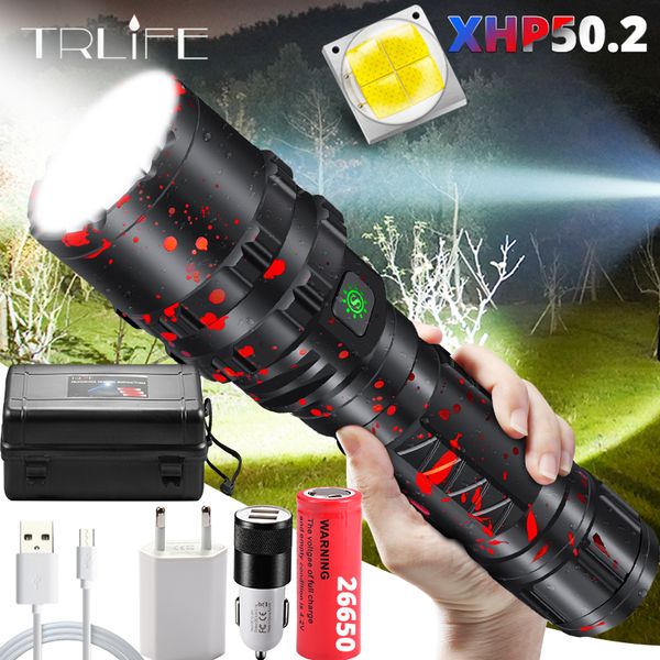

flashlights torches most powerful xlamp xhp50.2 led hunting l2 waterproof 5 switch modes torch light lanterna use 18650 26650 battery