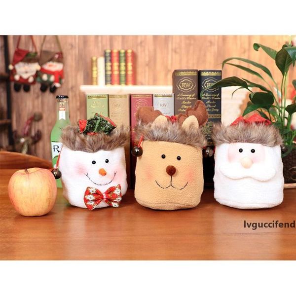 

xmas gift candy bag cloth santa claus snowman elk shopping pouch with rope