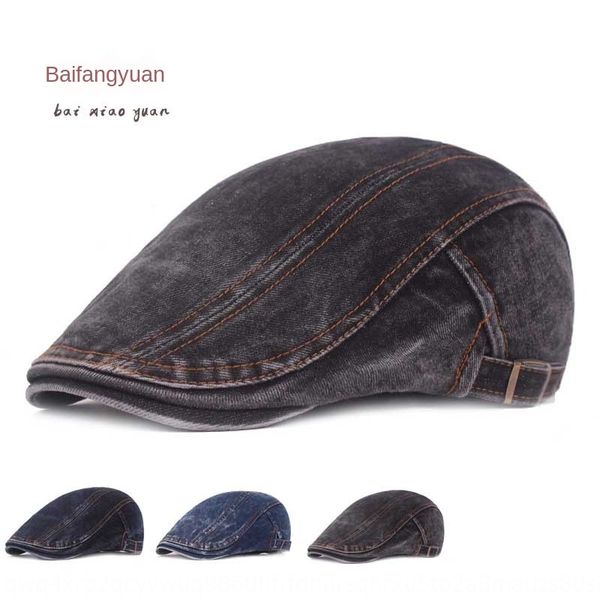 

washed denim beret dry old xia maozi literary youth forward beret hat hat cap men's cap, Blue;gray