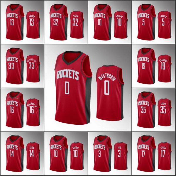 

houston rockets men james harden russell westbrook eric gordon robert covington icon nba red custom 2020 jersey