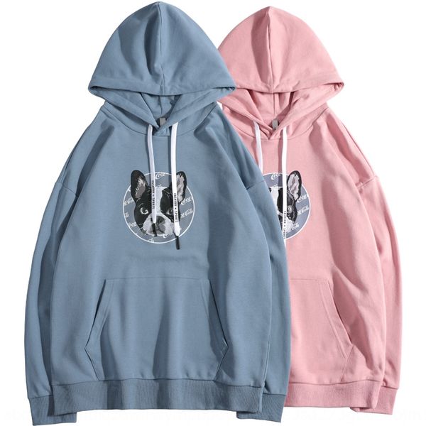 

dengjue мужских мужского 2020 весна и осень нового -плеча собаки свитер собака напечатана случайный длинный рукав с капюшоном свитер, Black