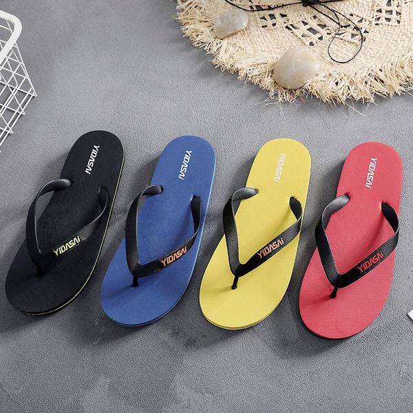 

men's flip-flops summer beach anti-slip angle sandals and slippers fashion outdoor student slippers trend wear-resistant, Black