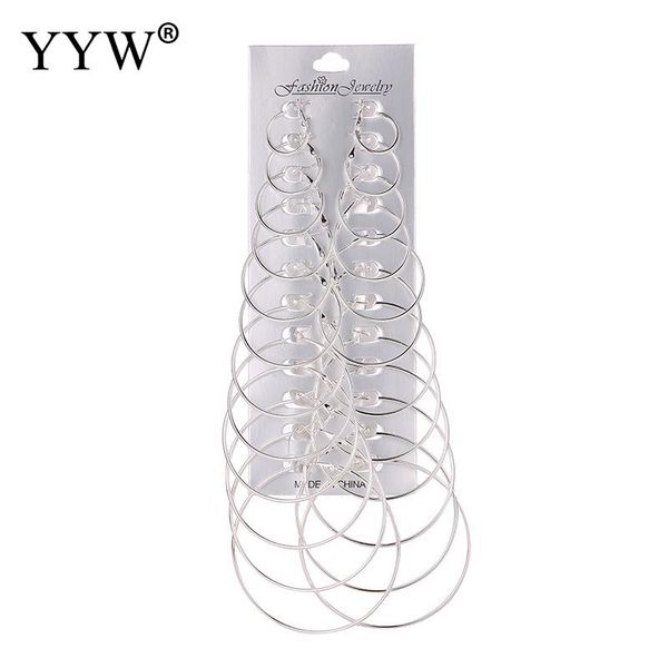 

12 pair/set big hoop earrings charming round circle earrings brincos femme rock jewelry party gift gold silver color, Golden