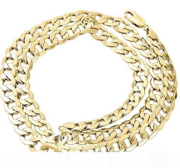 

mens real 10k yellow gold hollow cuban curb link chain necklace 8mm 24 inch, Silver